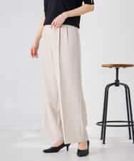 K2LGD11059 a.v.v(アー・ヴェ・ヴェ) 【接触冷感/UVカット】リネンライク2タックワイドパンツ【セットアップ対応/アンチピリング】 ネイビー