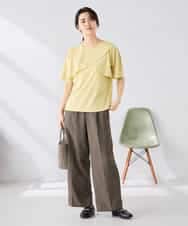 K2LGD11059 a.v.v(アー・ヴェ・ヴェ) 【接触冷感/UVカット】リネンライク2タックワイドパンツ【セットアップ対応/アンチピリング】 ネイビー