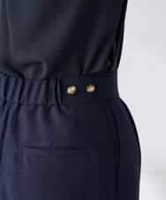 K2LGD11059 a.v.v(アー・ヴェ・ヴェ) 【接触冷感/UVカット】リネンライク2タックワイドパンツ【セットアップ対応/アンチピリング】 ネイビー