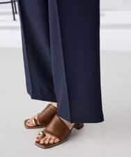 K2LGD11059 a.v.v(アー・ヴェ・ヴェ) 【接触冷感/UVカット】リネンライク2タックワイドパンツ【セットアップ対応/アンチピリング】 ネイビー