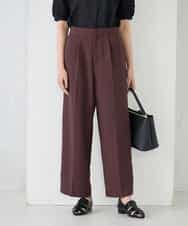 K2LGD11059 a.v.v(アー・ヴェ・ヴェ) 【接触冷感/UVカット】リネンライク2タックワイドパンツ【セットアップ対応/アンチピリング】 ブラウン