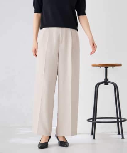 K2LGD11059 a.v.v 【接触冷感/UVカット】リネンライク2タックワイドパンツ【セットアップ対応/アンチピリング】