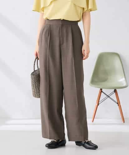 K2LGD11059 a.v.v 【接触冷感/UVカット】リネンライク2タックワイドパンツ【セットアップ対応/アンチピリング】