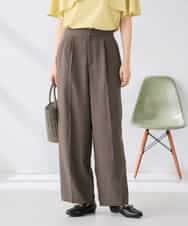 K2LGD11059 a.v.v(アー・ヴェ・ヴェ) 【接触冷感/UVカット】リネンライク2タックワイドパンツ【セットアップ対応/アンチピリング】 ダークグレー
