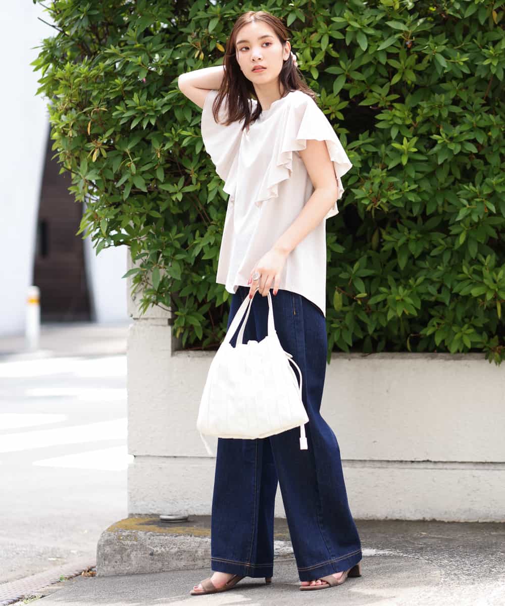 K2LGM11049 a.v.v(アー・ヴェ・ヴェ) デニムワイドパンツ ネイビー