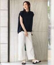K2LGP12049 a.v.v(アー・ヴェ・ヴェ) ライトオンスカラーデニムワイドパンツ ベージュ