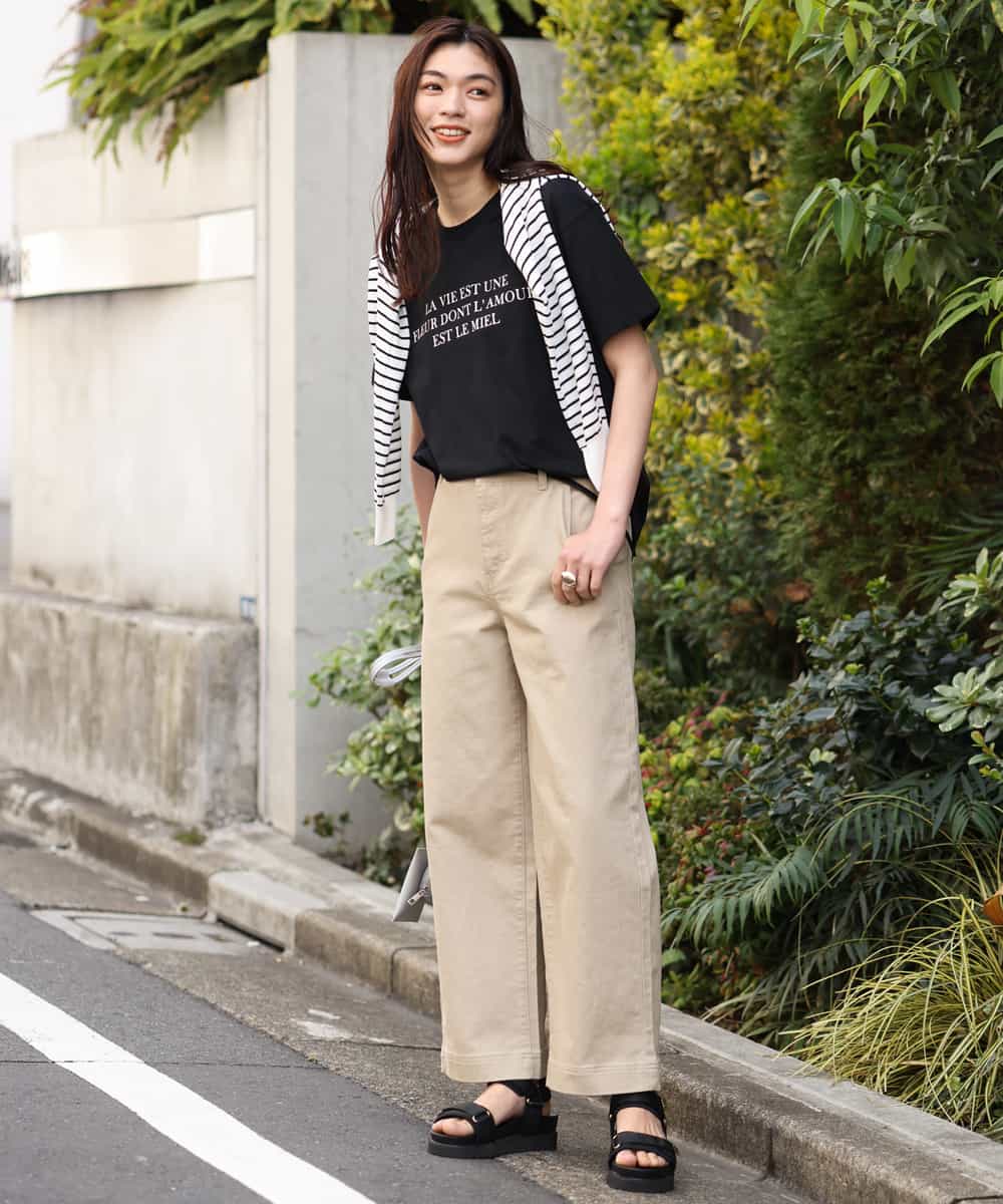 K2LGP12049 a.v.v(アー・ヴェ・ヴェ) ライトオンスカラーデニムワイドパンツ ベージュ
