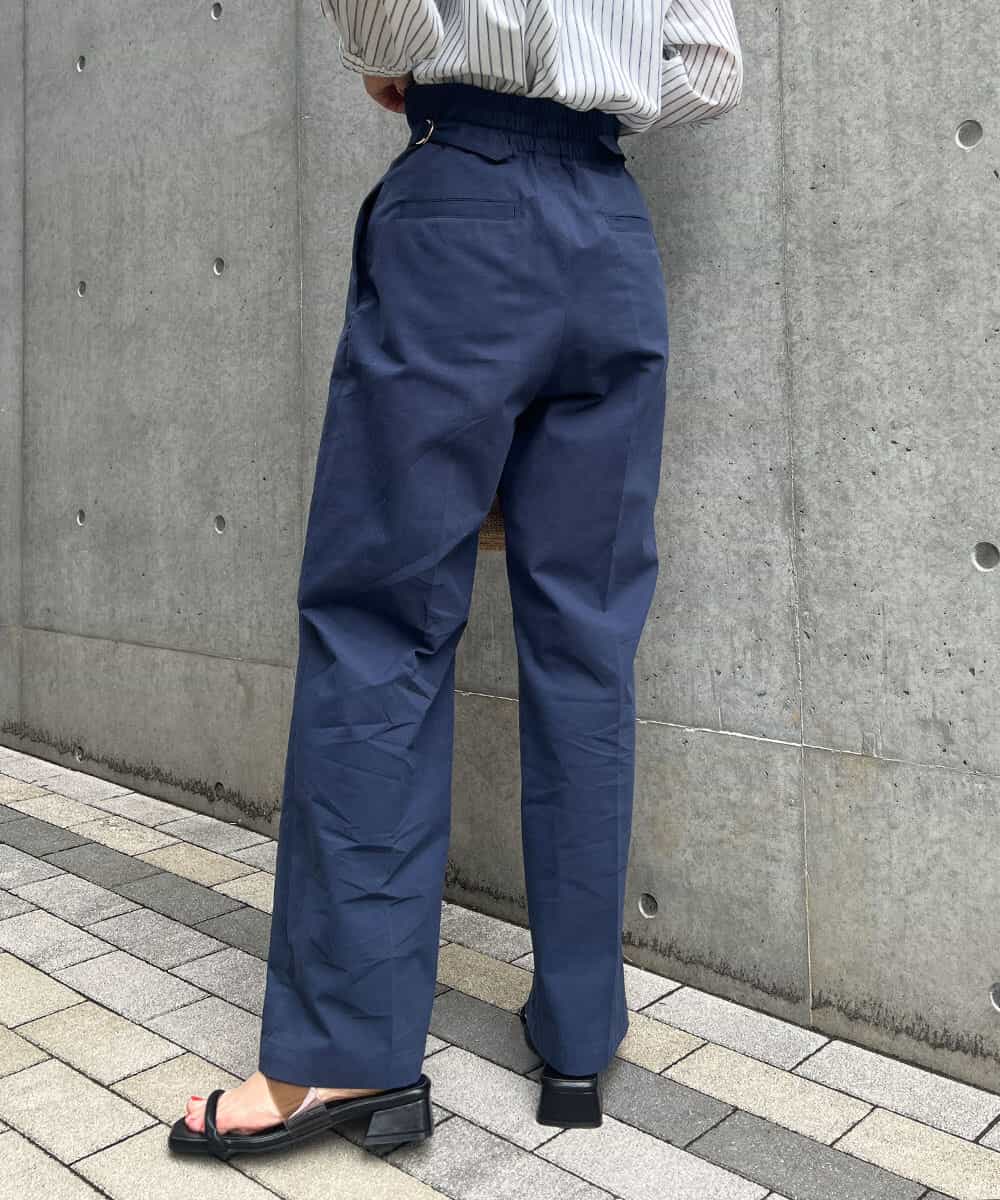 K2LGP30059 a.v.v(アー・ヴェ・ヴェ) サイドベルトハイウエストストレートパンツ ネイビー