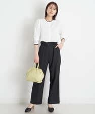 K2LGS22059 a.v.v(アー・ヴェ・ヴェ) 【洗える】麻調ハイウエストストレートパンツ ブラック