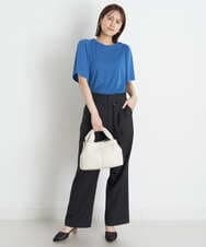 K2LGS22059 a.v.v(アー・ヴェ・ヴェ) 【洗える】麻調ハイウエストストレートパンツ ブラック