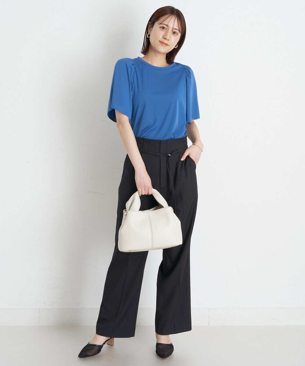 K2LGS22059 a.v.v(アー・ヴェ・ヴェ) 【洗える】麻調ハイウエストストレートパンツ ブラック