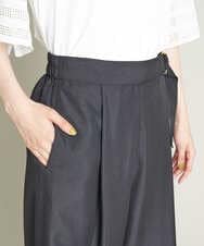 K2LGS33059 a.v.v(アー・ヴェ・ヴェ) 【洗える】麻調サイドプリーツワイドパンツ ブラック