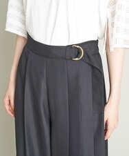 K2LGS33059 a.v.v(アー・ヴェ・ヴェ) 【洗える】麻調サイドプリーツワイドパンツ ブラック