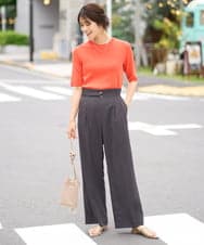 K2LGV31054 a.v.v(アー・ヴェ・ヴェ) ベルテッドハイウエストセミワイドパンツ ダークグレー
