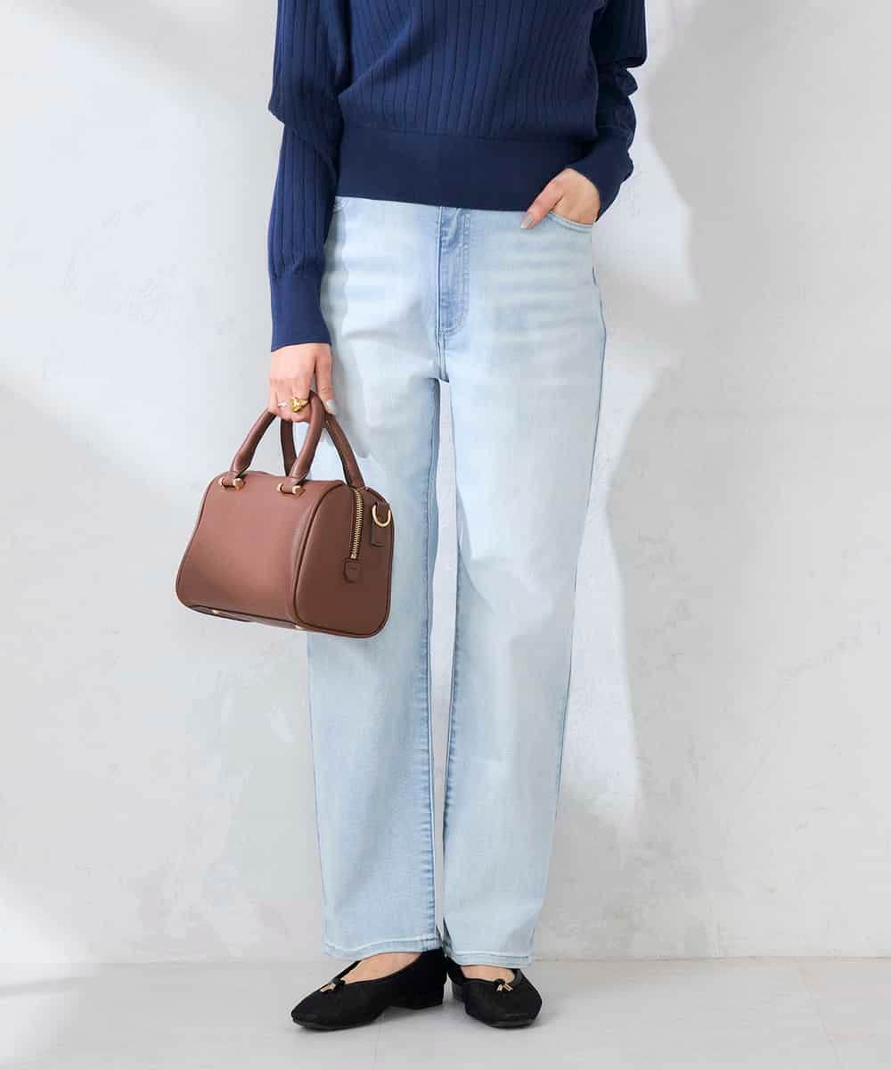 K2LHD08059 a.v.v(アー・ヴェ・ヴェ) サマーストレッチデニムストレートパンツ ライトブルー