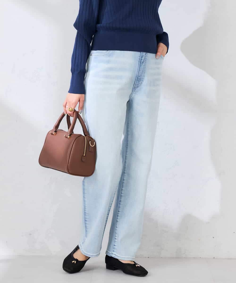 K2LHD08059 a.v.v(アー・ヴェ・ヴェ) サマーストレッチデニムストレートパンツ ライトブルー