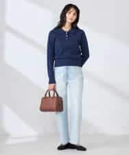 K2LHD08059 a.v.v(アー・ヴェ・ヴェ) サマーストレッチデニムストレートパンツ ライトブルー