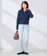 K2LHD08059 a.v.v(アー・ヴェ・ヴェ) サマーストレッチデニムストレートパンツ ライトブルー