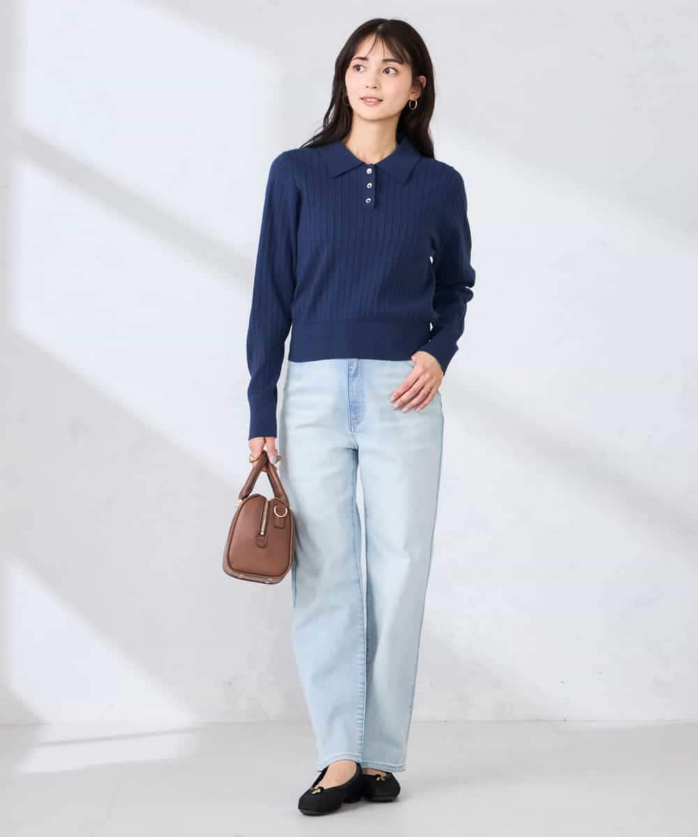 K2LHD08059 a.v.v(アー・ヴェ・ヴェ) サマーストレッチデニムストレートパンツ ライトブルー