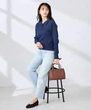 K2LHD08059 a.v.v(アー・ヴェ・ヴェ) サマーストレッチデニムストレートパンツ ライトブルー