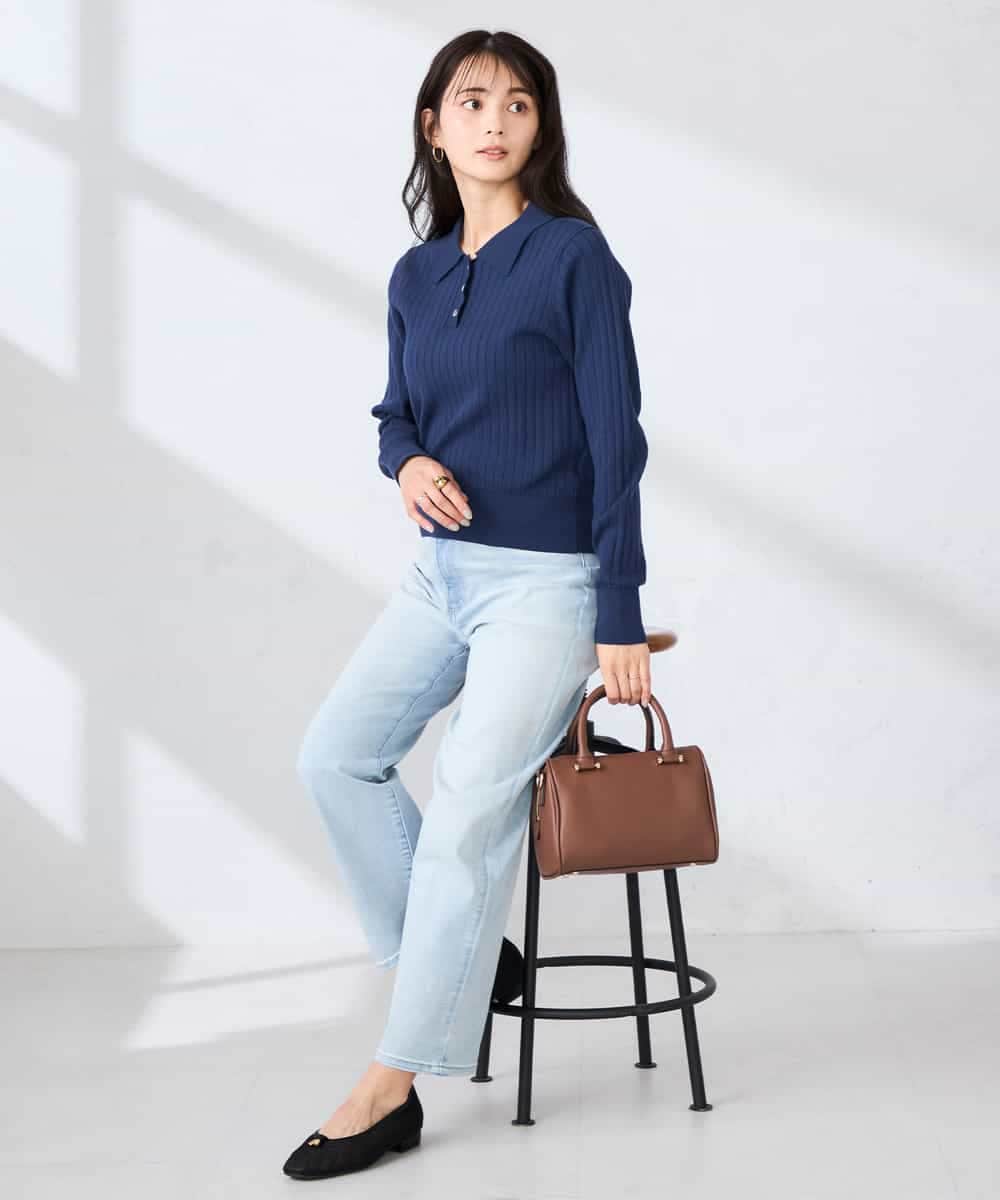 K2LHD08059 a.v.v(アー・ヴェ・ヴェ) サマーストレッチデニムストレートパンツ ライトブルー