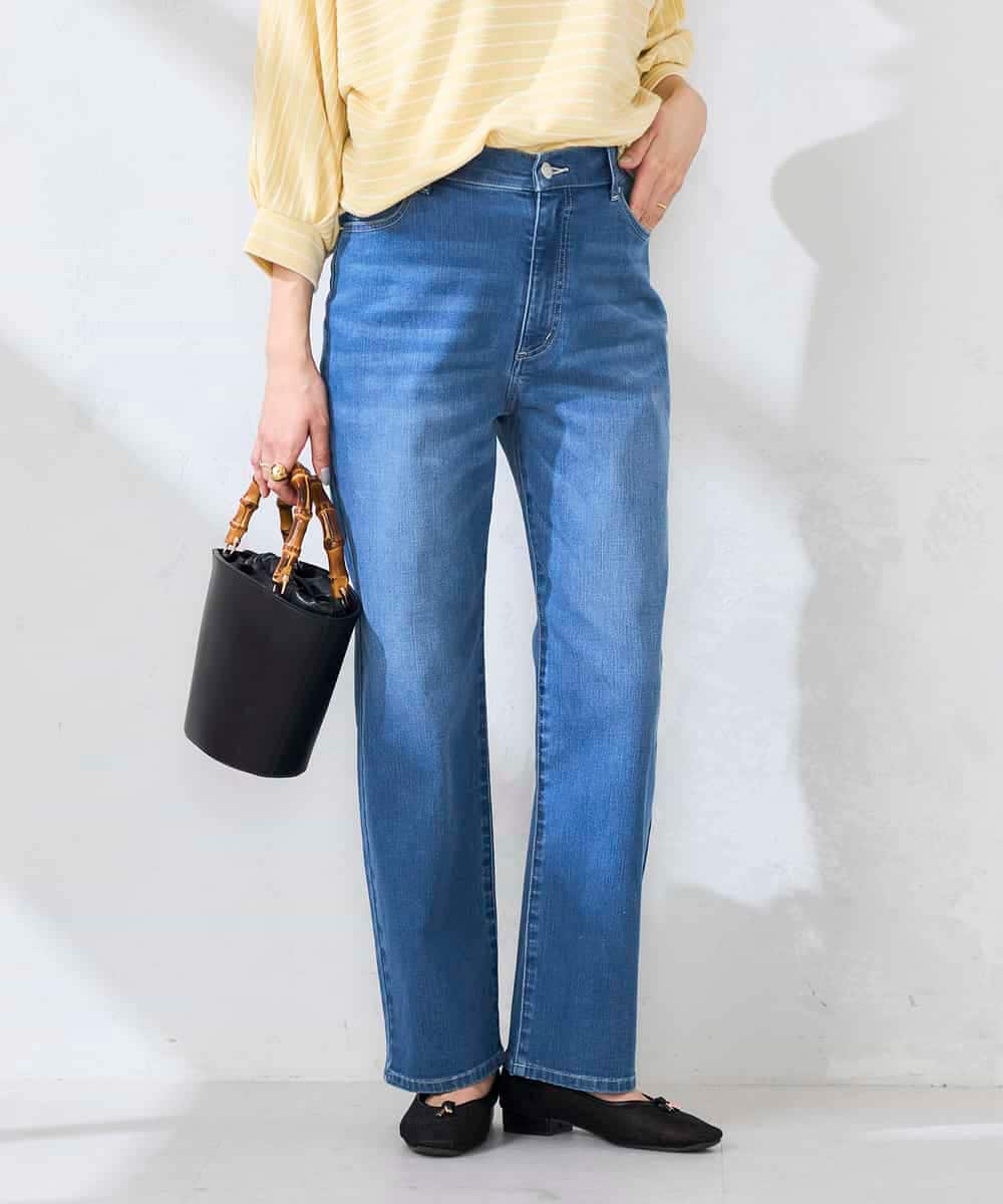 K2LHD08059 a.v.v(アー・ヴェ・ヴェ) サマーストレッチデニムストレートパンツ ライトブルー