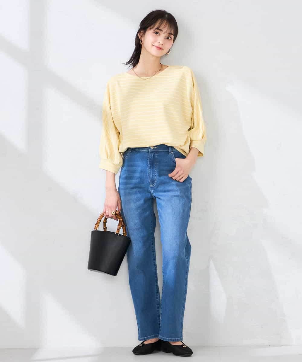 K2LHD08059 a.v.v(アー・ヴェ・ヴェ) サマーストレッチデニムストレートパンツ ライトブルー