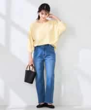 K2LHD08059 a.v.v(アー・ヴェ・ヴェ) サマーストレッチデニムストレートパンツ ライトブルー