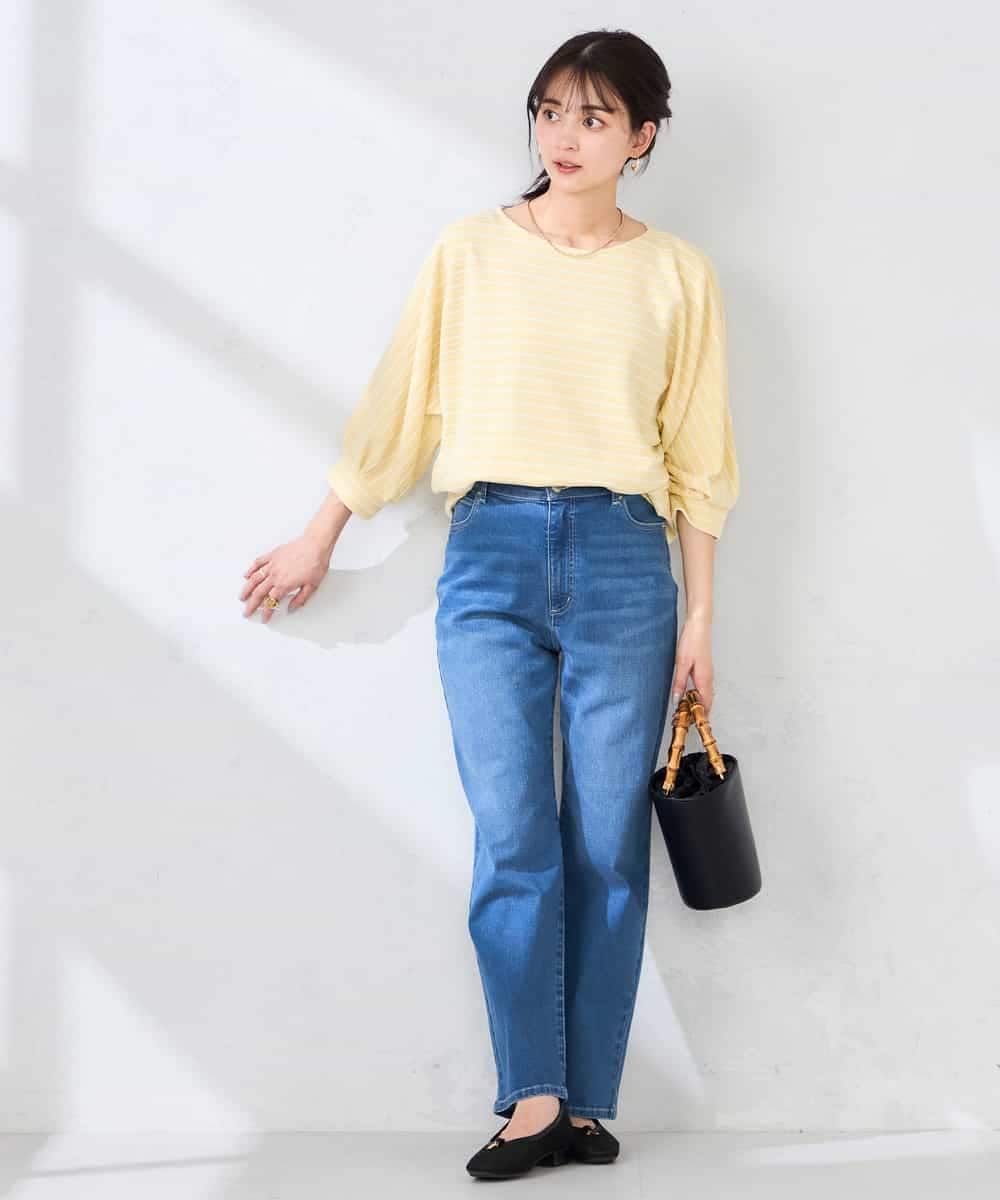 K2LHD08059 a.v.v(アー・ヴェ・ヴェ) サマーストレッチデニムストレートパンツ ライトブルー