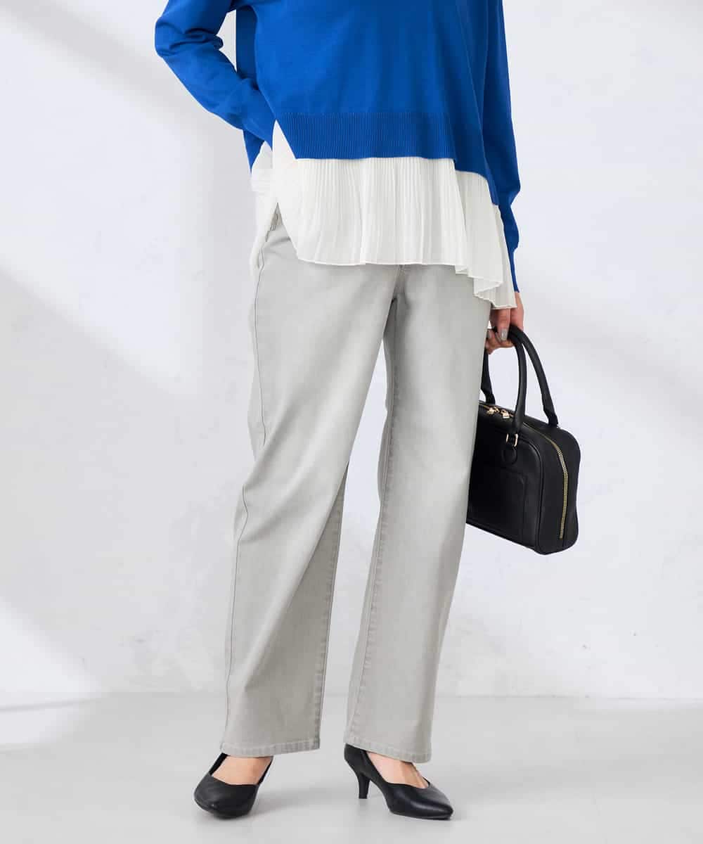 K2LHD08059 a.v.v(アー・ヴェ・ヴェ) サマーストレッチデニムストレートパンツ ライトブルー