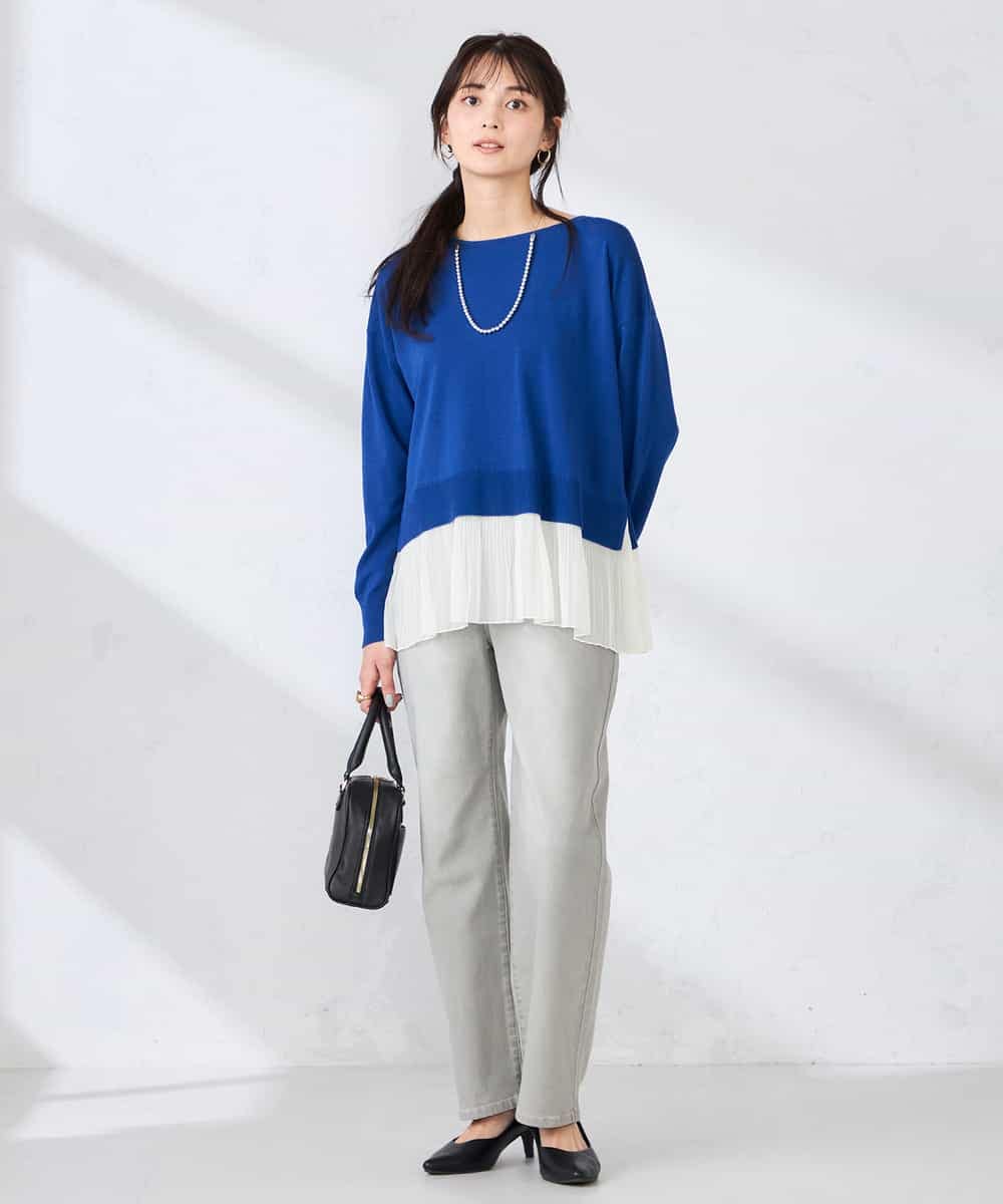 K2LHD08059 a.v.v(アー・ヴェ・ヴェ) サマーストレッチデニムストレートパンツ ライトブルー