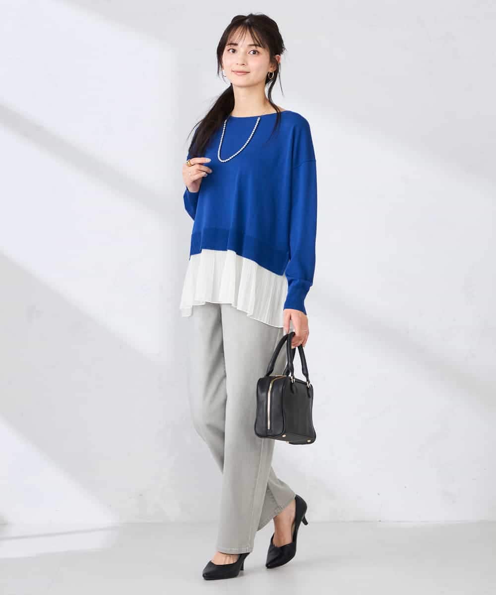 K2LHD08059 a.v.v(アー・ヴェ・ヴェ) サマーストレッチデニムストレートパンツ ライトブルー