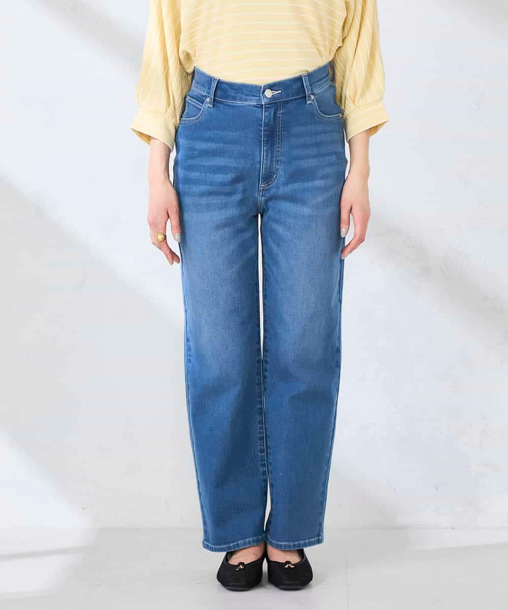 K2LHD08059 a.v.v(アー・ヴェ・ヴェ) サマーストレッチデニムストレートパンツ ライトブルー