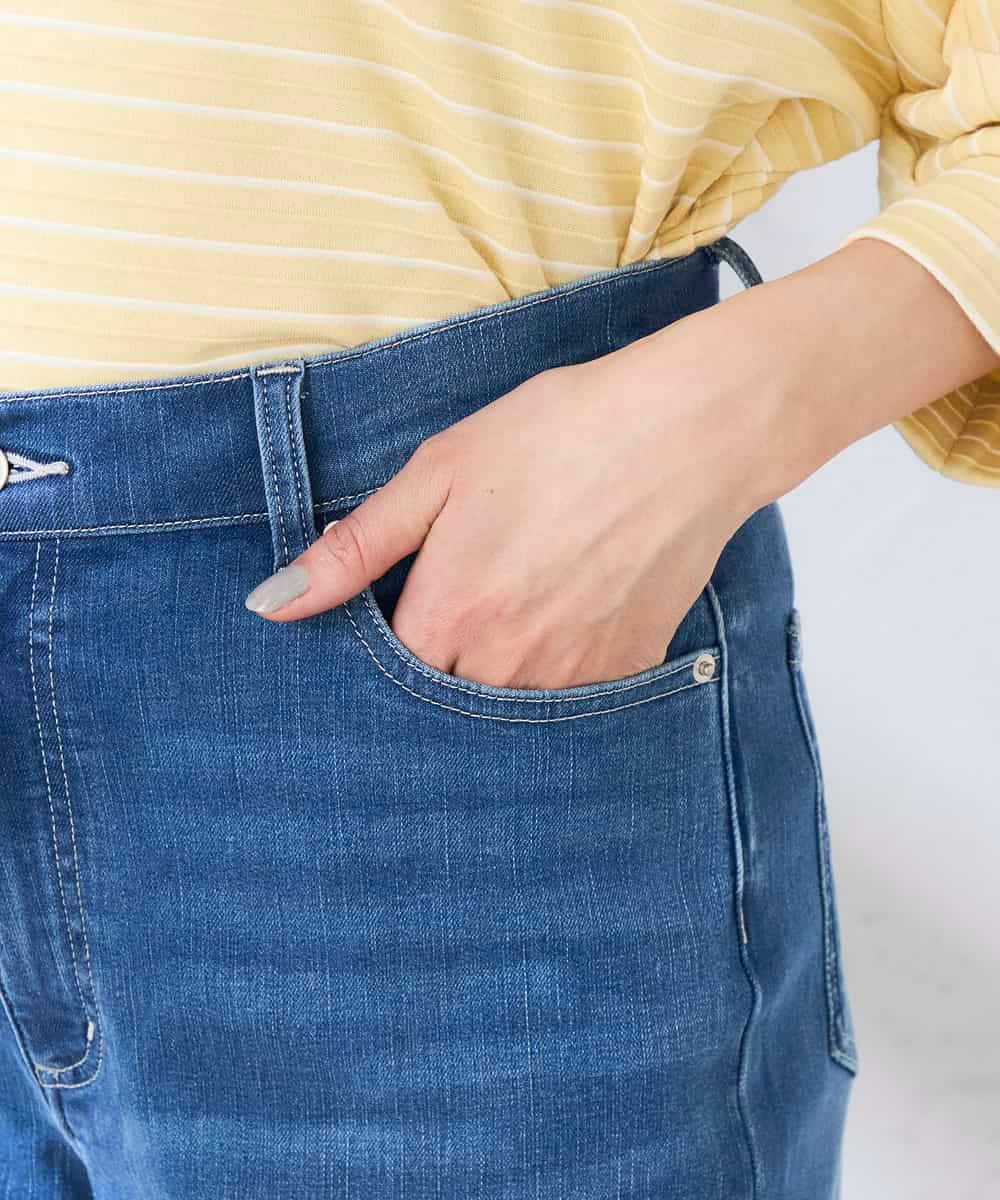 K2LHD08059 a.v.v(アー・ヴェ・ヴェ) サマーストレッチデニムストレートパンツ ライトブルー