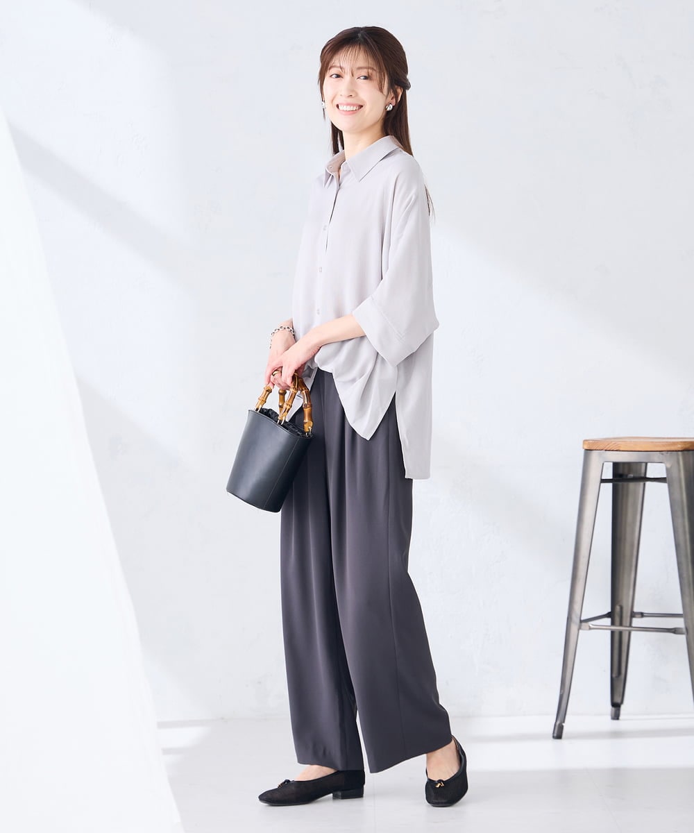 K2LHD41054 a.v.v(アー・ヴェ・ヴェ) 2タックワイドパンツ【セットアップ対応】 グレージュ