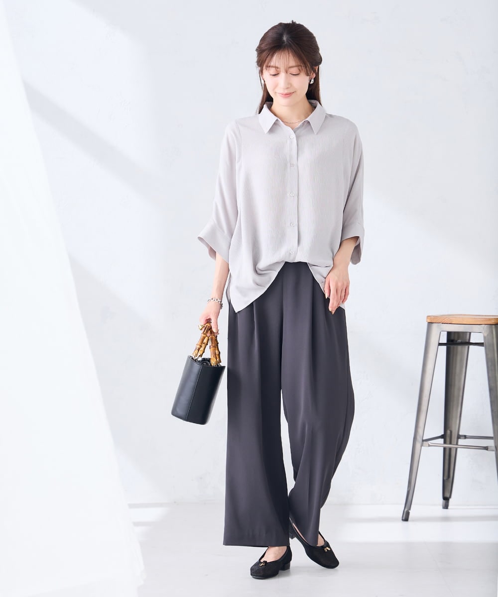 K2LHD41054 a.v.v(アー・ヴェ・ヴェ) 2タックワイドパンツ【セットアップ対応】 グレージュ