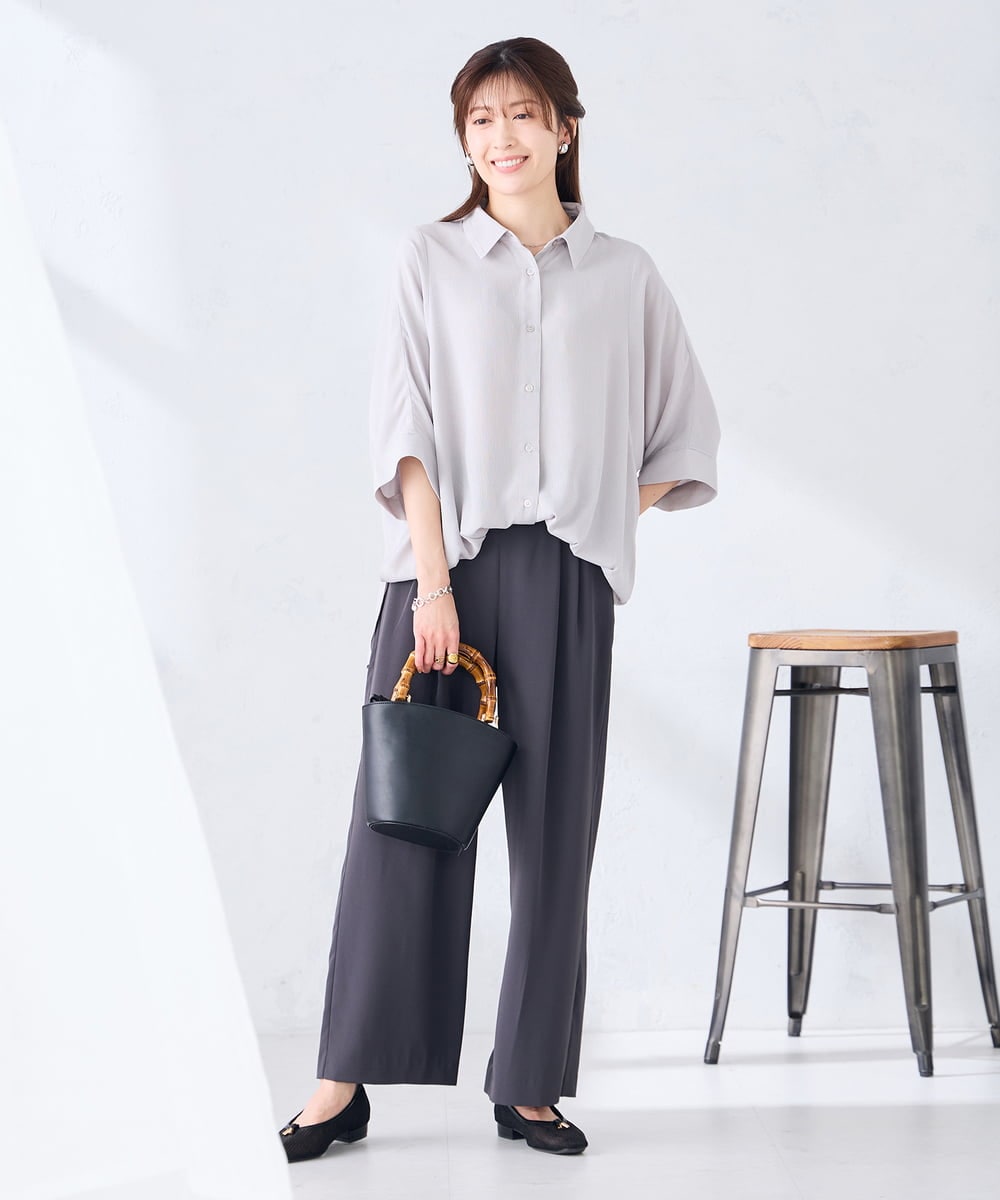 K2LHD41054 a.v.v(アー・ヴェ・ヴェ) 2タックワイドパンツ【セットアップ対応】 グレージュ