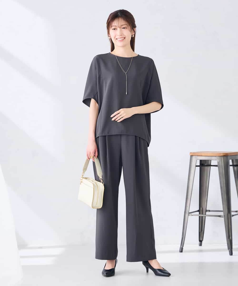 K2LHD41054 a.v.v(アー・ヴェ・ヴェ) 2タックワイドパンツ【セットアップ対応】 グレージュ