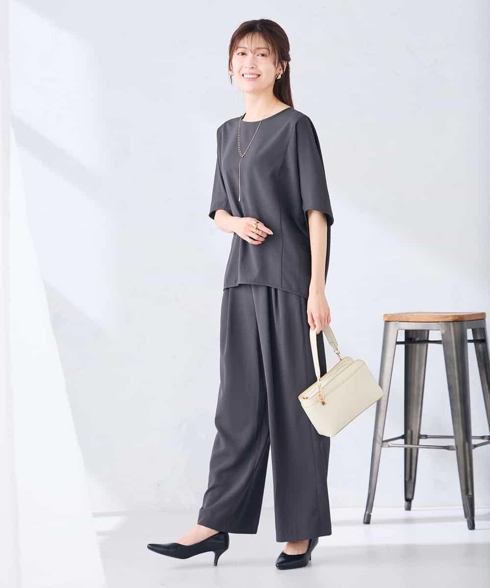 K2LHD41054 a.v.v(アー・ヴェ・ヴェ) 2タックワイドパンツ【セットアップ対応】 グレージュ