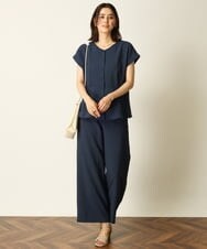 K2LHP23049 a.v.v(アー・ヴェ・ヴェ) 【セットアップ対応】麻調ワイドパンツ ブルー