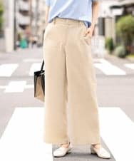 K2LHP23049 a.v.v(アー・ヴェ・ヴェ) 【セットアップ対応】麻調ワイドパンツ ベージュ