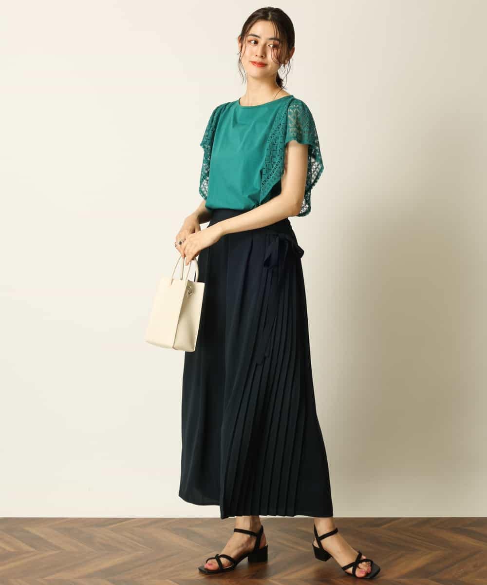 K2LHP34059 a.v.v(アー・ヴェ・ヴェ) サイドプリーツワイドパンツ ベージュ
