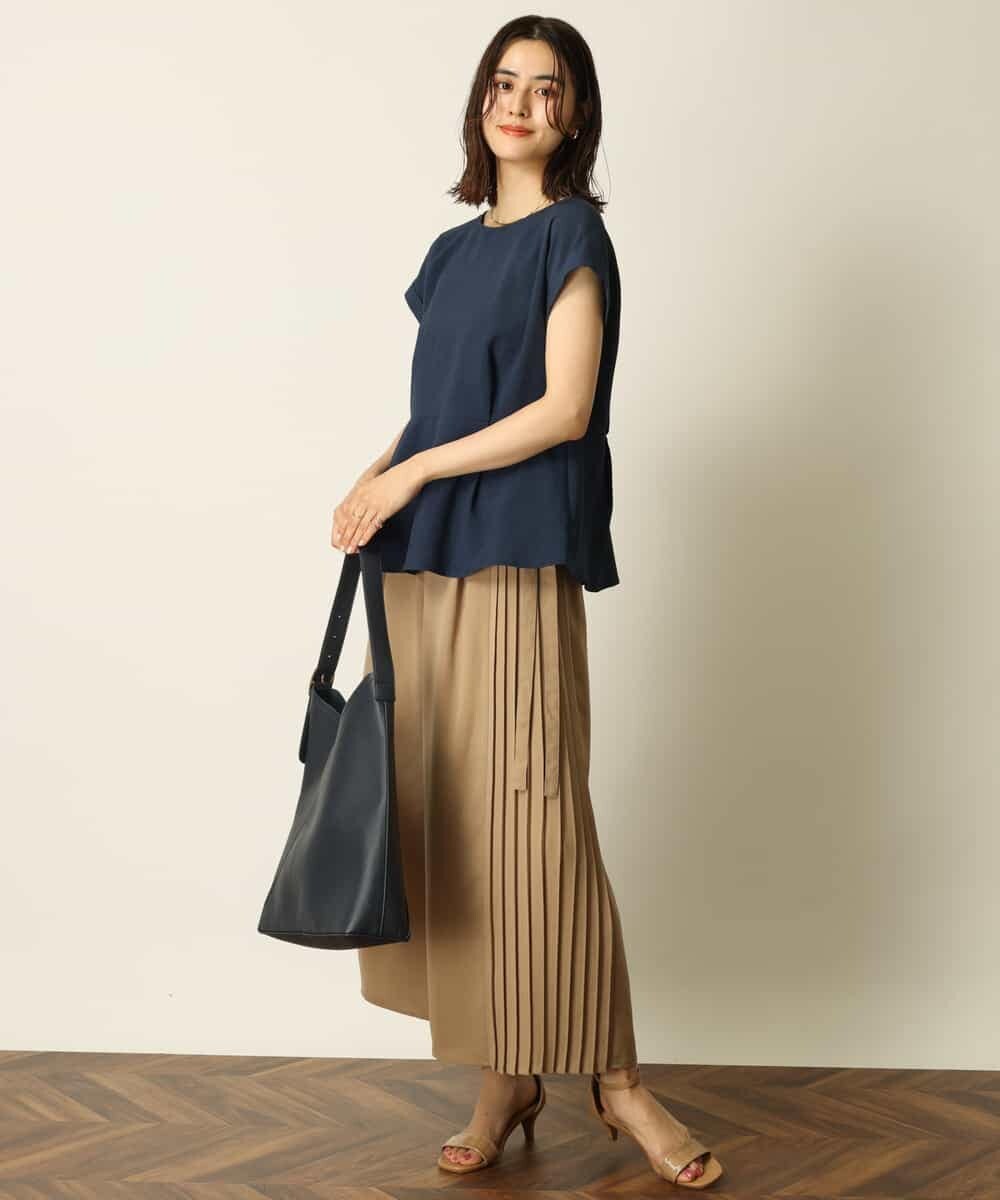 K2LHP34059 a.v.v(アー・ヴェ・ヴェ) サイドプリーツワイドパンツ ベージュ