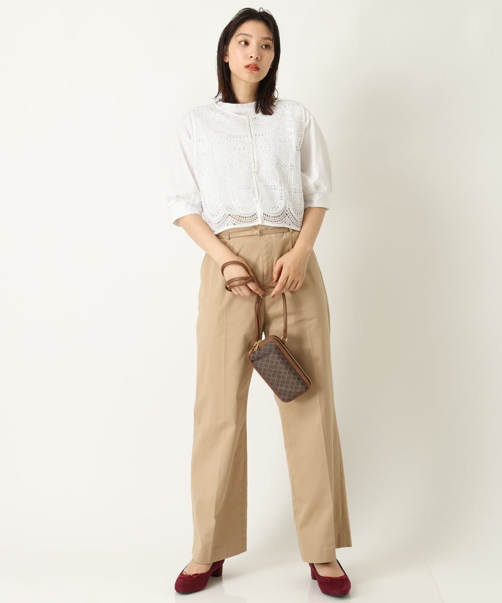K2LHP35059 a.v.v(アー・ヴェ・ヴェ) ハイウエストワイドストレートパンツ ベージュ