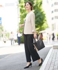 K2LHS28054 a.v.v(アー・ヴェ・ヴェ) 【洗える/接触冷感】麻調ドライタッチストレートパンツ ライトグレー