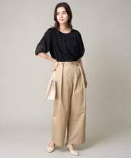 K2LHV11059 a.v.v(アー・ヴェ・ヴェ) 【洗える】チノタックワイドパンツ ベージュ
