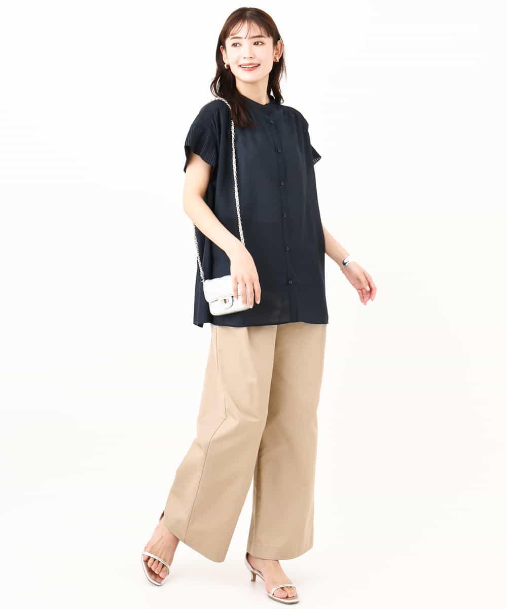 K2LHV11059 a.v.v(アー・ヴェ・ヴェ) 【洗える】チノタックワイドパンツ ベージュ
