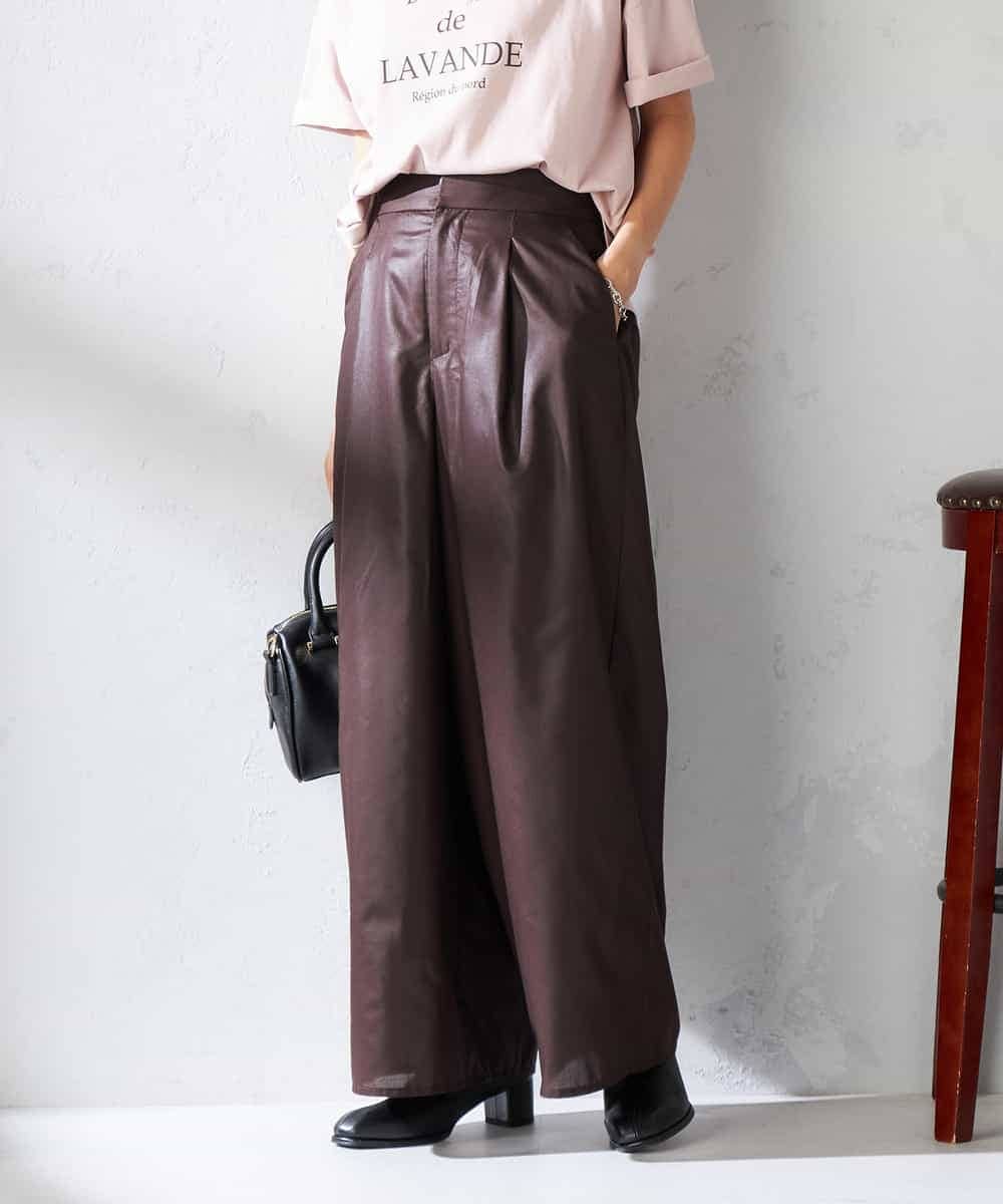 K2LIA33059 a.v.v(アー・ヴェ・ヴェ) シアーワイドパンツ ベージュ