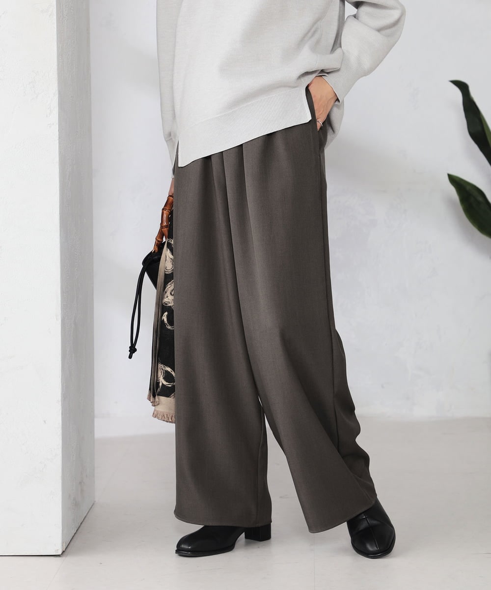 K2LIA70049 a.v.v(アー・ヴェ・ヴェ) 【WEB限定 】イージーワイドパンツ ブラウン