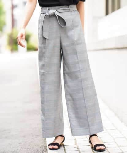 K2LJG07049  グレンチェックワイドパンツ